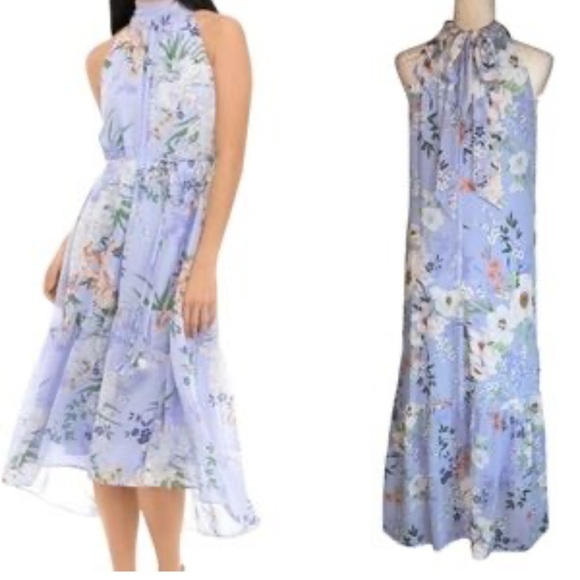 Vince Camuto Dresses & Skirts - Vince Camuto Floral Halter Midi Dress Size 6 Blue Chiffon. EUC.